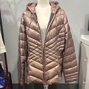 Women's Metallic Brown Hooded Jacket